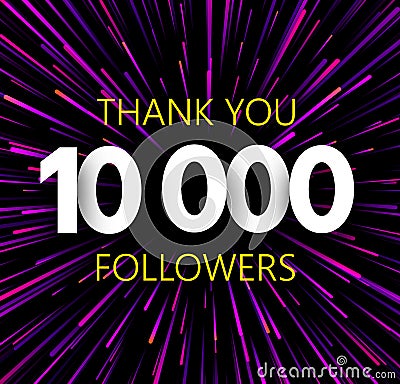 Thank you 10000 followers. Purle abstract festive poster. Vector Illustration