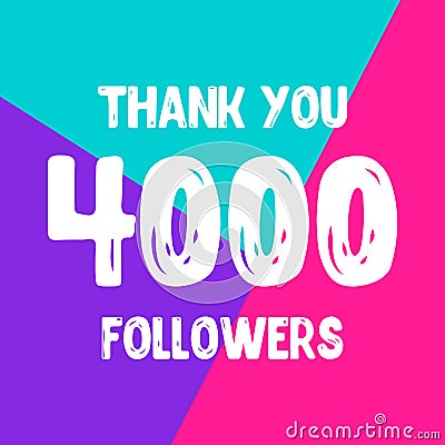 Thank you 4000 followers social network post Cartoon Illustration