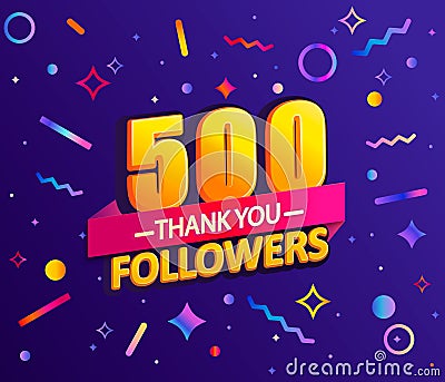 Thank you 500 followers, thanks banner. Vector Illustration