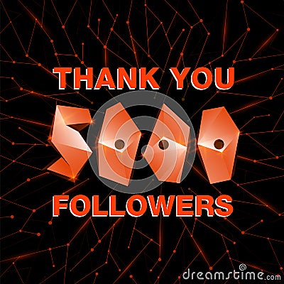 Thank you 10000 followers, thanks banner. Follower congratulation card with polygonal numbers and neural network background for Vector Illustration