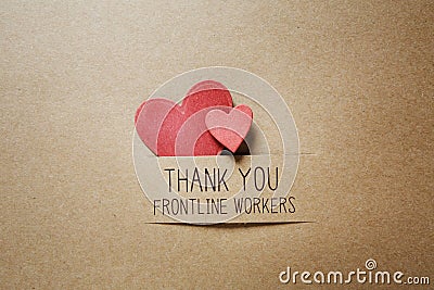 Thank You Frontline Workers message with small hearts Stock Photo