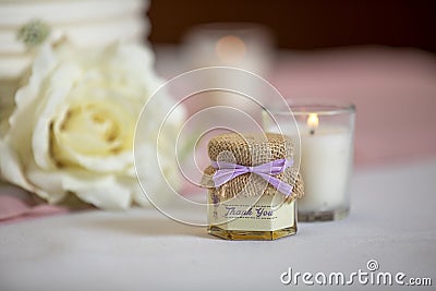 Thank you gift handout for a wedding ceremony Stock Photo