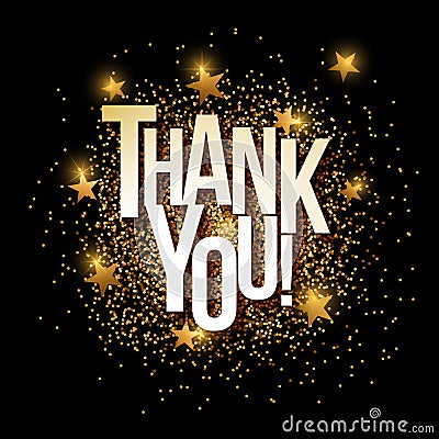 Thank You golden glitter background banner. Vector Illustration