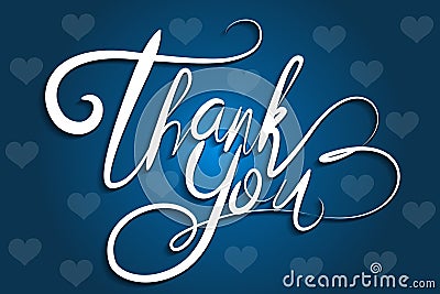 Thank You Greeting Card blue background Vector Illustration