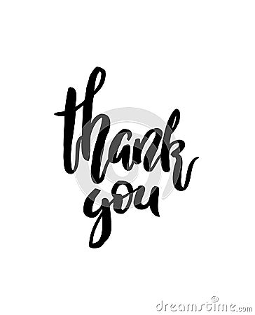 Thank You handwritten inscription lettering. Vector Illustration