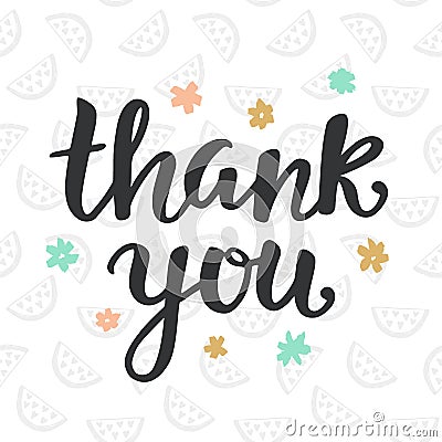 Thank You handwritten lettering Vector Illustration