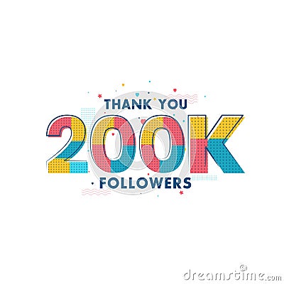 Thank you 200k Followers celebration, Greeting card for 200000 social followers Vector Illustration