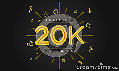 Thank you 20k followers Design. Celebrating 20000 or Twenty thousand followers Vector Illustration