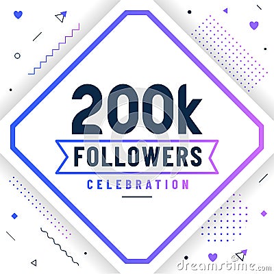 Thank you 200K followers, 200000 followers celebration modern colorful design Vector Illustration