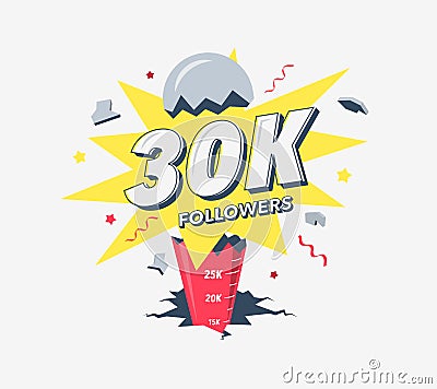 Thank you 30k social media followers symbol Vector Illustration