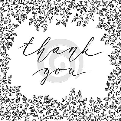Thank you with leaves Vector Illustration