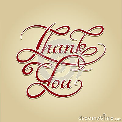 Thank You lettering retro calligraphy Vector Illustration