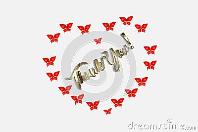 Thank you love heart butterflies card vector design Vector Illustration