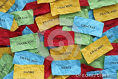 Thank you in many languages Stock Photo