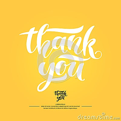 Thank you. Modern hand drawn lettering phrase. Handwritten inscriptions and quotes for layout and template. Vector Illustration