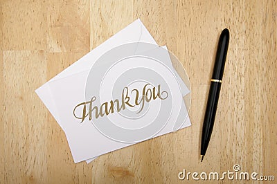 Thank You Note Card and Pen Stock Photo