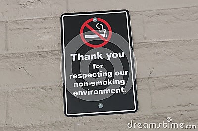 Thank you for respecting our non-smoking environment sign Stock Photo