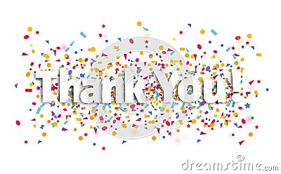 Thank you sign , text and confetti - thank you Vector Illustration