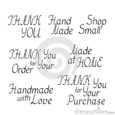 Thank you, small handmade business printable packaging stickers Vector Illustration