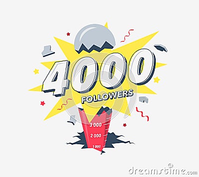 Thank you 4000 social media followers symbol Vector Illustration