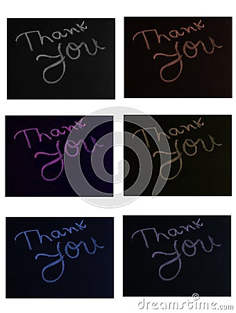 Thank you spell in black board Stock Photo