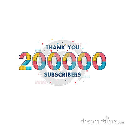 Thank you 200000 Subscribers celebration, Greeting card for 200k social Subscribers Vector Illustration