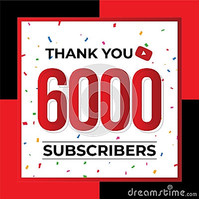 Thank You 6000 Subscribers Celebration Vector Template Design Vector Illustration