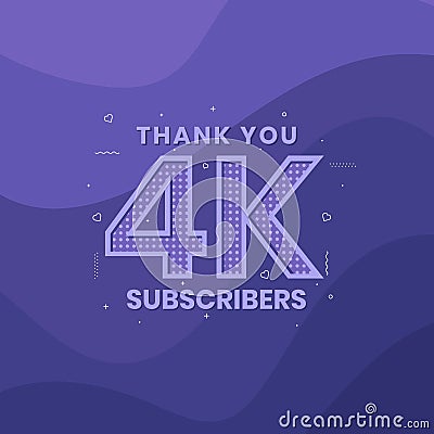 Thank you 4000 subscribers 4k subscribers celebration Vector Illustration