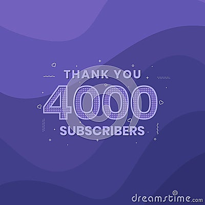 Thank you 4000 subscribers 4k subscribers celebration Vector Illustration