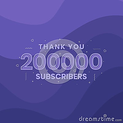 Thank you 200000 subscribers 200k subscribers celebration Vector Illustration