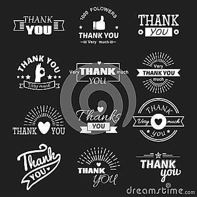 Thank you text lettering vector badge. Vector Illustration