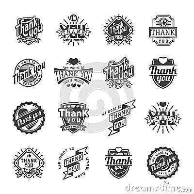 Thank you text lettering vector logo badge Vector Illustration