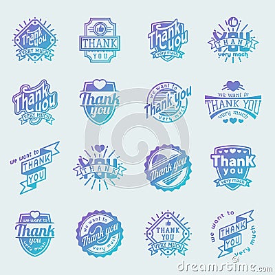 Thank you text lettering vector logo badge Vector Illustration