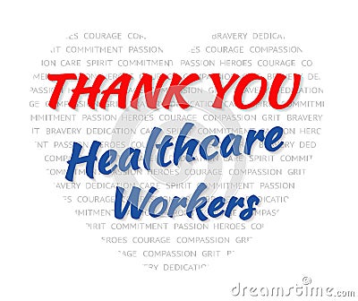 Thank you to nurses doctors healthcare for coronavirus covid-19 courage wordcloud Vector Illustration