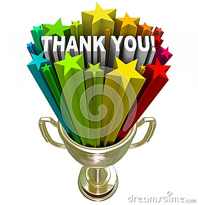 Thank You Trophy Recognition Appreciation of Job Efforts Stock Photo