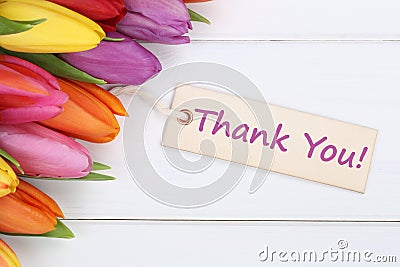 Thank You with tulips flowers Stock Photo