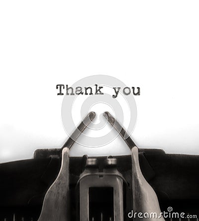 Thank You Typed by Vintage Typewriter Stock Photo