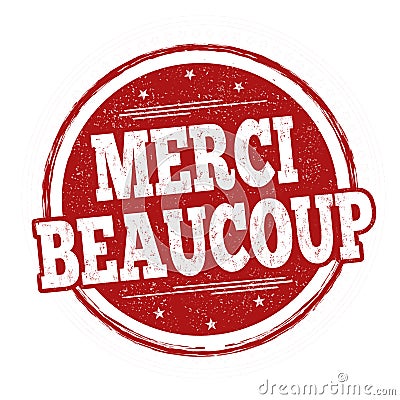 Thank you very much on french language Merci beaucoup sign or stamp Vector Illustration