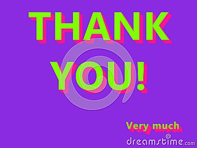 Thank you Very much UFO Green, Plastik Pink Colored Text on Proton Purple background Stock Photo