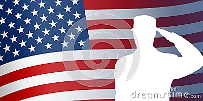 Thank you Veterans - Honoring all who served vector illustration. USA flag waving on blue background. Vector Illustration