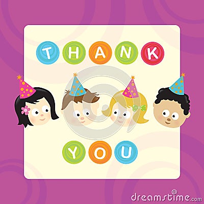 Thank You w/ kids (mixed nationalities) Vector Illustration