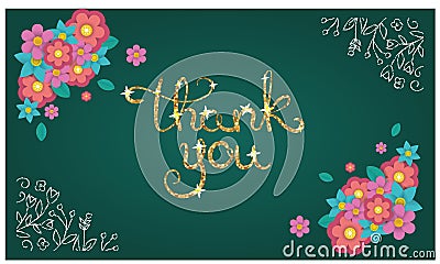 A thank you wih Flowers Stock Photo