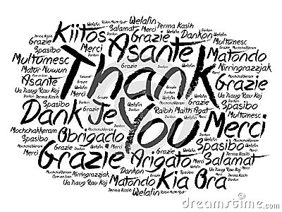 Thank You word cloud in different languages Stock Photo