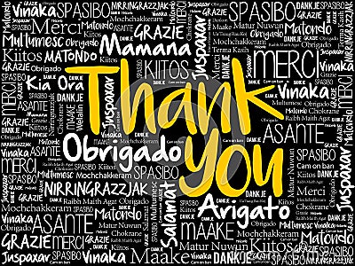 Thank You word cloud in different languages Stock Photo