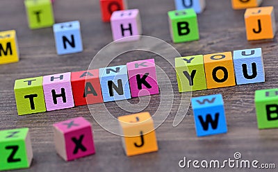 Thank you word on table Stock Photo