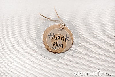 Thank you word written in a card on white background. Love and gratitude concept. Stock Photo