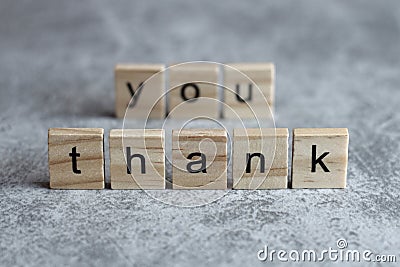 Thank you word written on wood cube Stock Photo