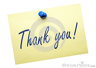 Thank you yellow post it note Stock Photo