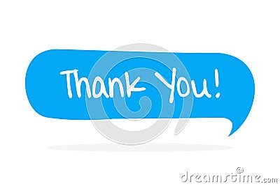 Thank you - yellow speech bubble in doodle Vector Illustration