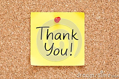 Thank You On Yellow Sticky Note Stock Photo